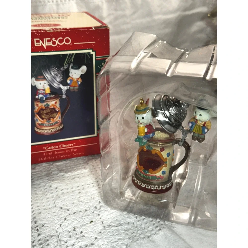Vintage Hallmark Enesco Ornament Lot Bear Mouse Beer Stein German Theme